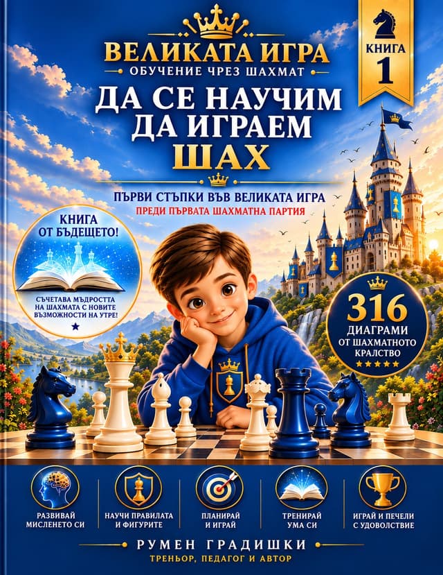 Корицата на Книга 1 „Да се научим да играем шах“